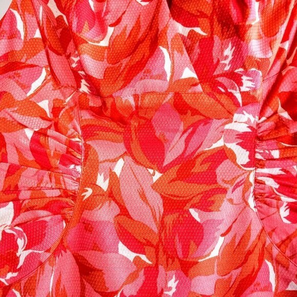 Adrianna Papell Petite Orange Pink Floral Cotton Sleeveless Dress NWT - Picture 4 of 6